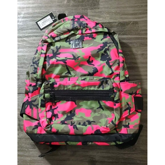 Badgley Mischka Nylon Pink Camo Backpack School NWT Removable Fanny pack